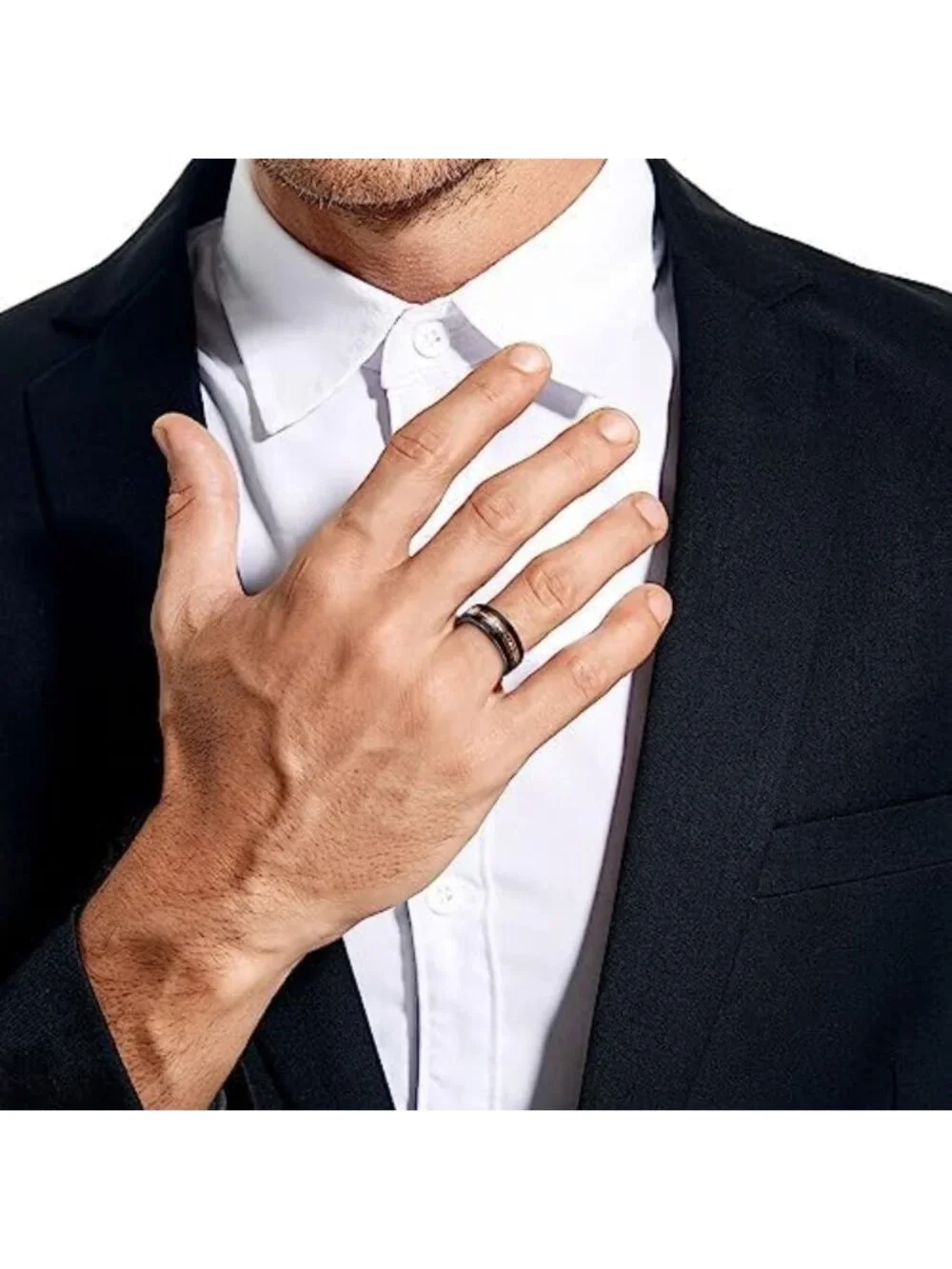 Stylish 8mm Tungsten Deer Antler Ring for Men, Sizes 7-12, Unique Gift Idea